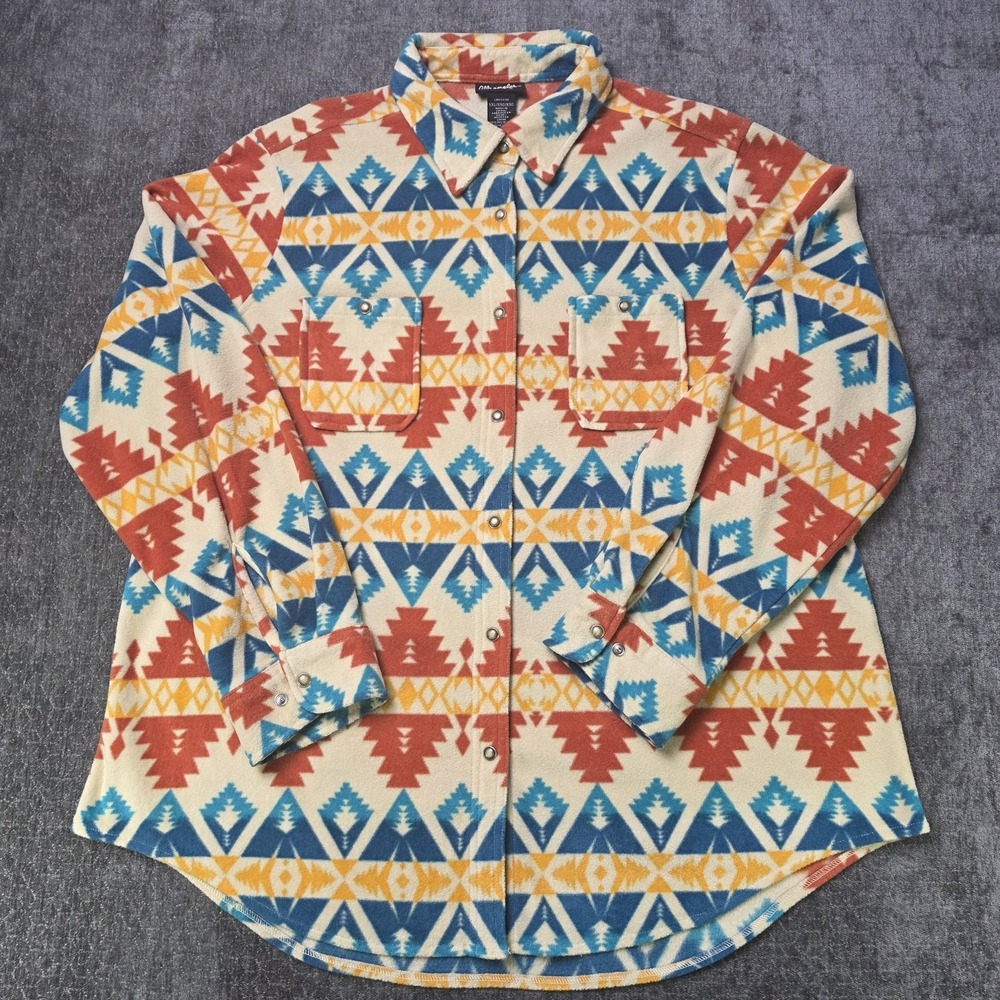 Wrangler Retro Aztec Pearl Snap Fleece Womens 2XL XXL Southwestern Rodeo